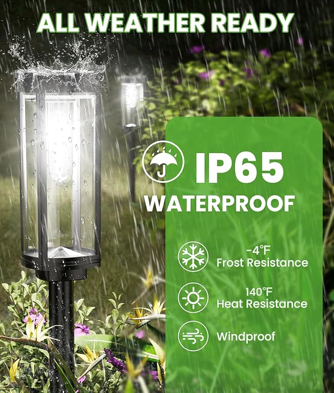 BITPOTT Bright Solar Lights Outdoor 6 Pack, Solar Pathway Lights Waterproof IP65 - Image 5