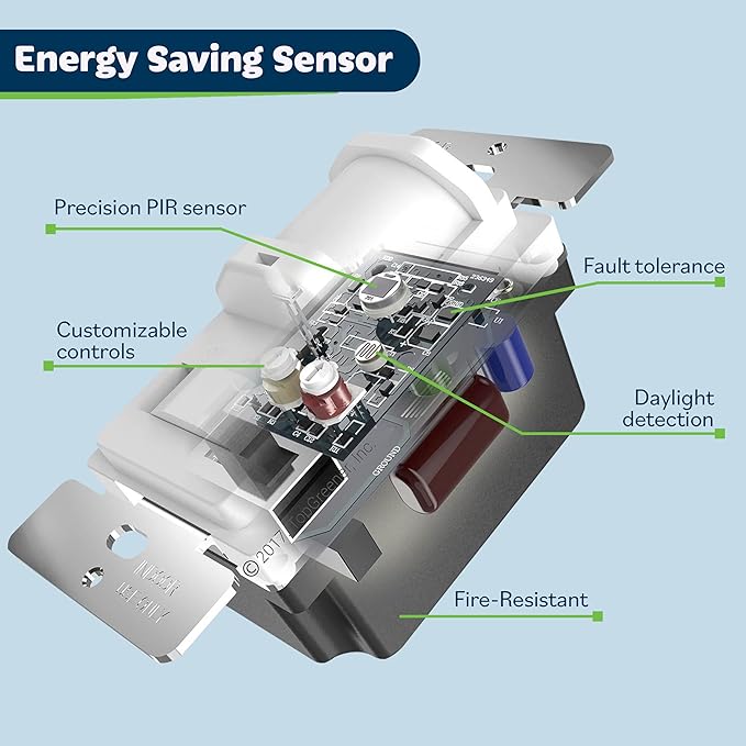 TOPGREENER in-Wall PIR Motion Sensor Light Switch, Motion Sensor Switch - Image 4