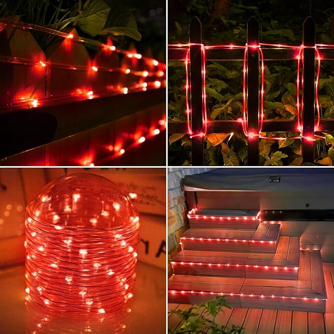 Solar Rope Lights, 33ft 100LED Solar String Lights, 8 Modes Waterproof Solar - Image 7