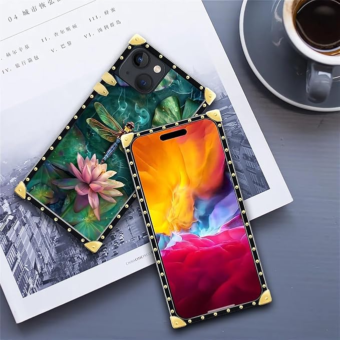 Compatible with iPhone 15 Case, Colourful Dragonfly Pink Lily Pads Luxury - Image 6
