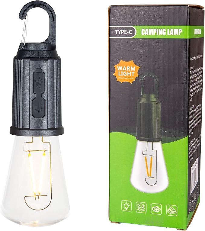 2-Pack Rechargeable Camp Light, Warm White LED Conical Bulb, Battery Powered - Image 7