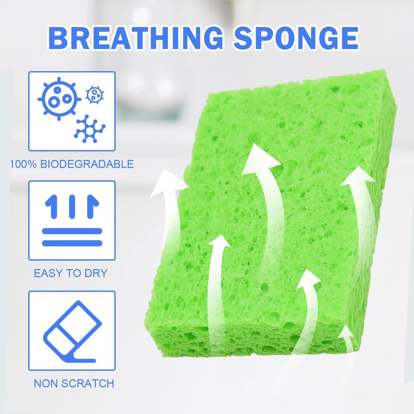 YoleShy 72 Pack Sponges Kitchen Natural Compressed Cellulose Sponges Bulk Non Scratch for Household Cookware Bathroom Cars Soft Super Absorbent Reusable