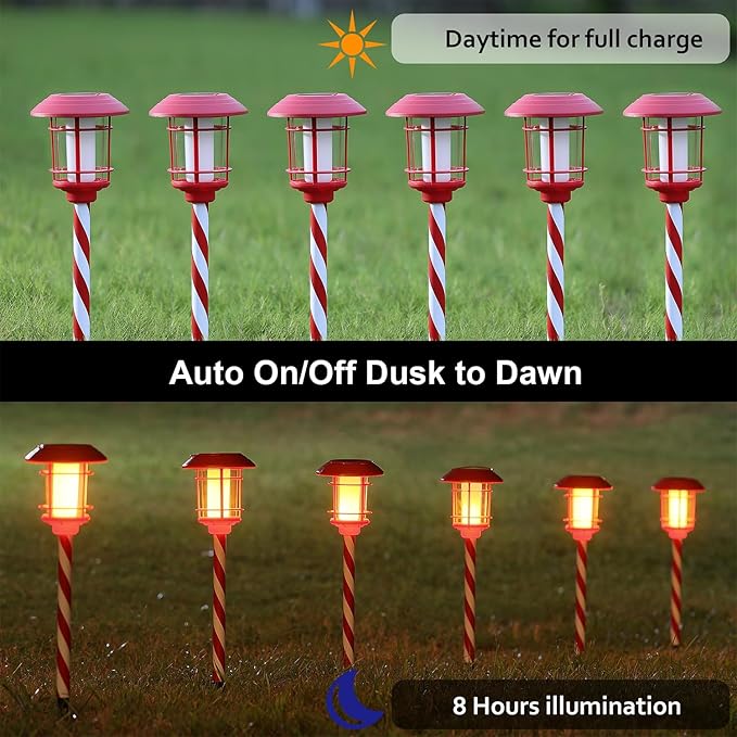 Dynaming 6 Pack Christmas Solar Flame Garden Lights Outdoor, Dual Use - Image 3