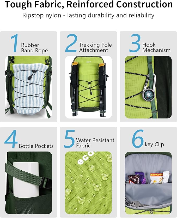 ECOHUB Small Hiking Backpack for Men Women, 20L Lightweight Travel Backpacks - Image 7
