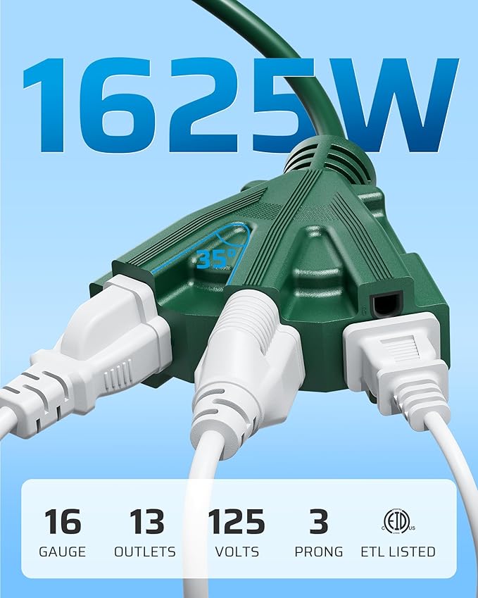 DEWENWILS 10FT Outdoor Extension Cord, 16/3 SJTW Power Cable - Image 2