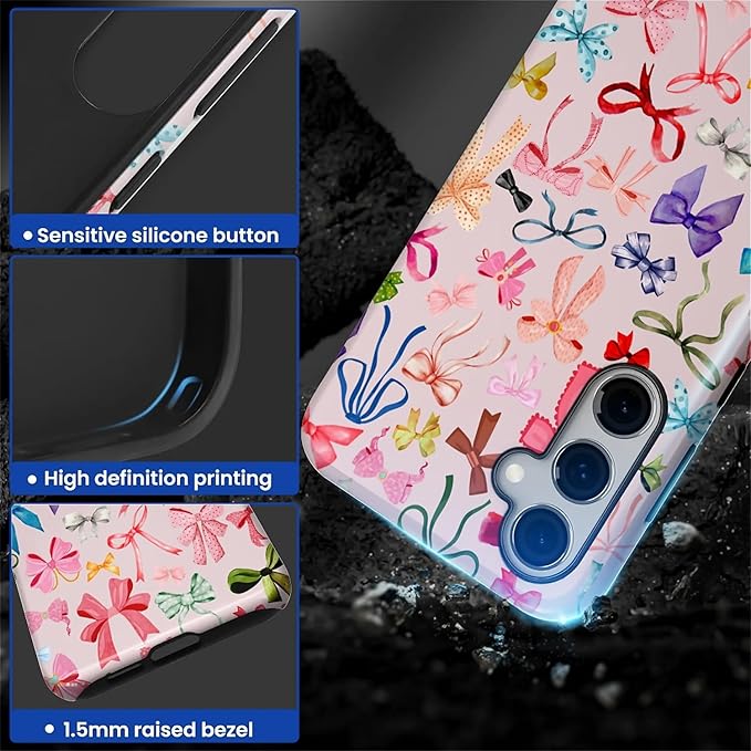for Samsung Galaxy S23 FE Case, HL2 Aesthetic Color Bow Tie Hybrid 2 Layer Hard - Image 3