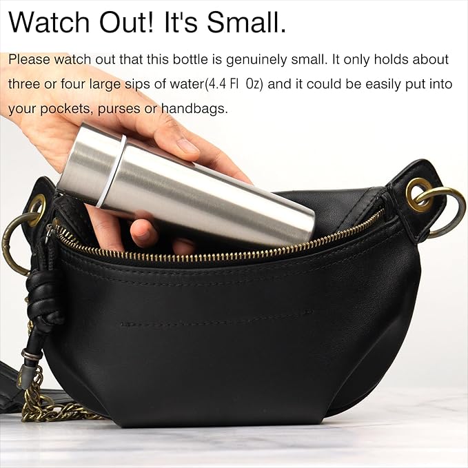Cute Small Purse Water Bottle, 4.4 Fl. Oz, Mini Slim Flask - Image 3