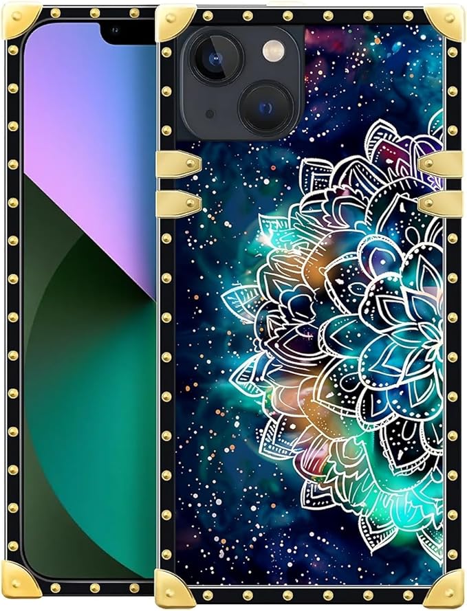 Compatible with iPhone 13 Case, Starry Sky Colourful Mandala Luxury Golden by Unknown