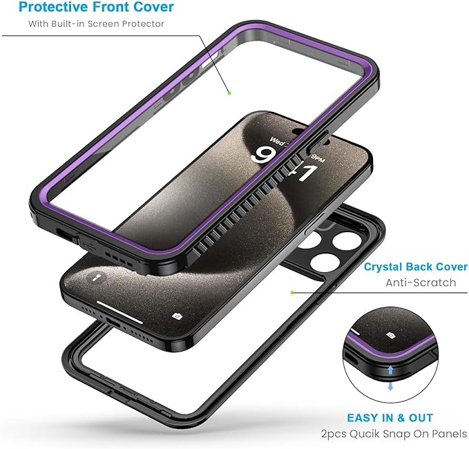 Lanhiem for iPhone 15 Pro Max Case, IP68 Waterproof Dustproof Shockproof Cases - Image 3