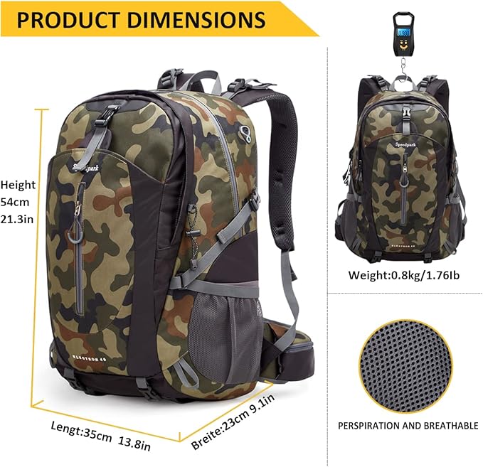 SPEEDPARK Hiking Backpack 40L Waterproof Hiking Daypack - Image 2