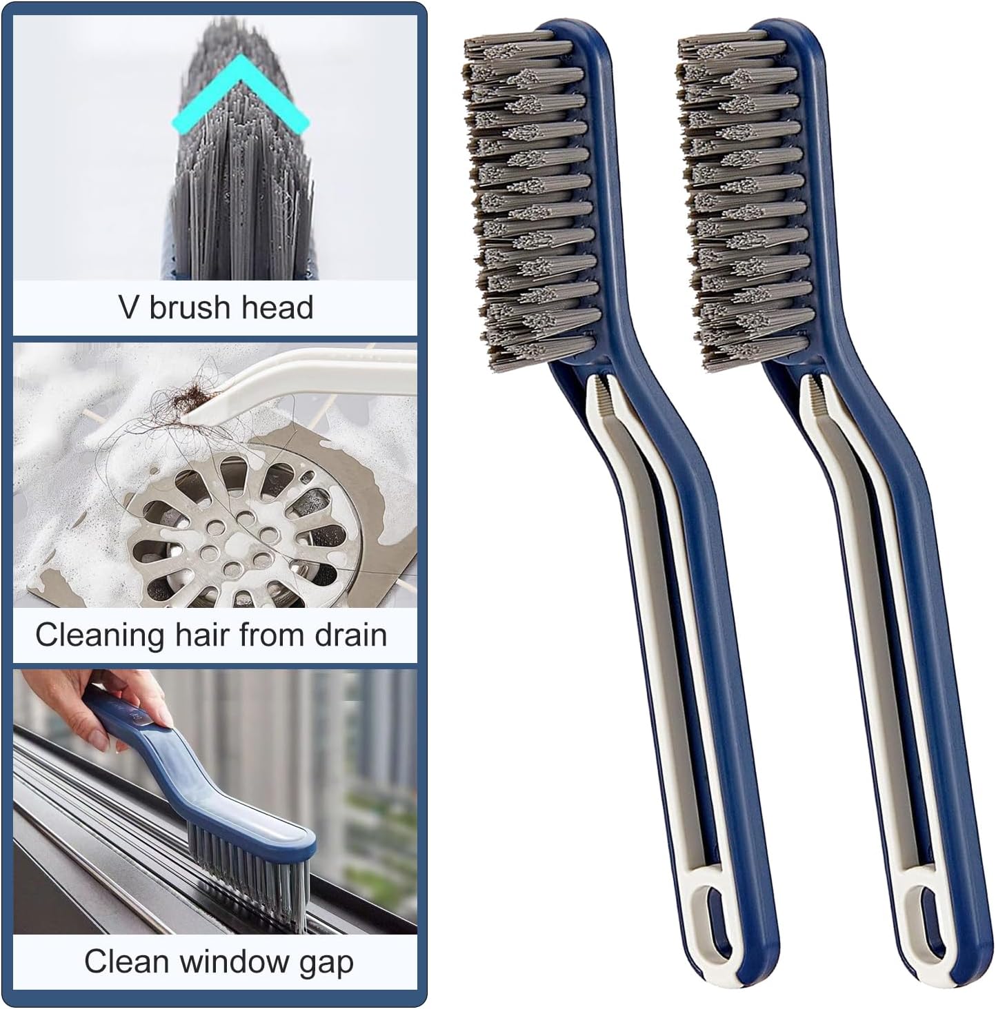 Crevice Cleaning Brush,Spring Cleaning 0rganization Multifunctional Grout Cleaning Supplies, Cleaning Tools for Household, Kitchen, Bathroom, Window, Vehicle, Faucets, Toilet (Blue)