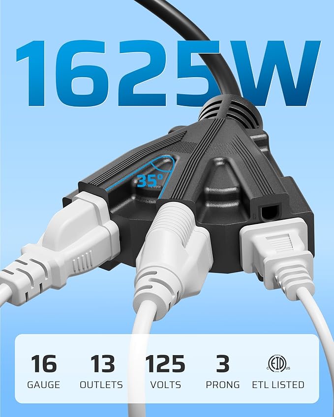 DEWENWILS 10FT Outdoor Extension Cord, Tri-Tap Extension Cord Splitter - Image 3