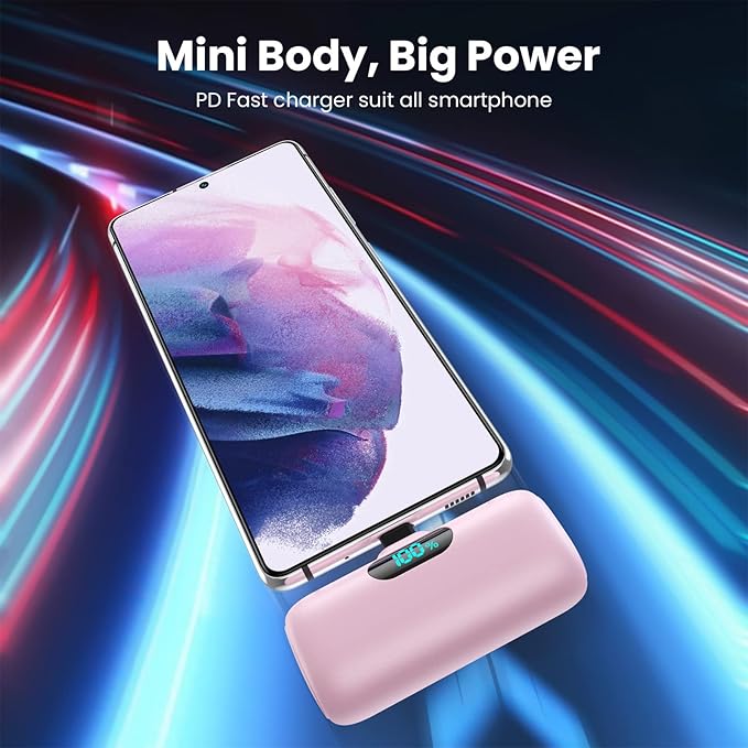 Feob Mini Portable Charger 5000mAh Power Bank, 15W PD USB C Cell Phone Portable - Image 2