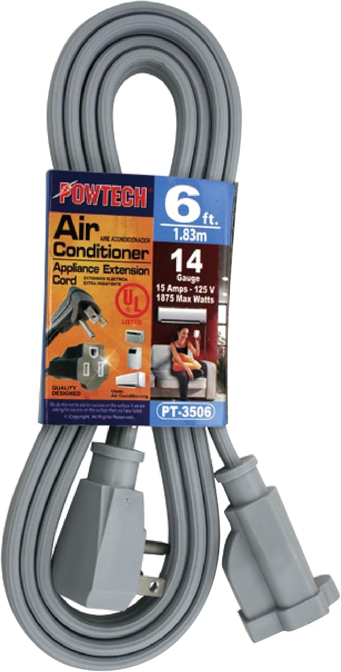 Heavy duty 6 FT Air Conditioner and Major Appliance Extension Cord UL Listed 14 by POWTECH