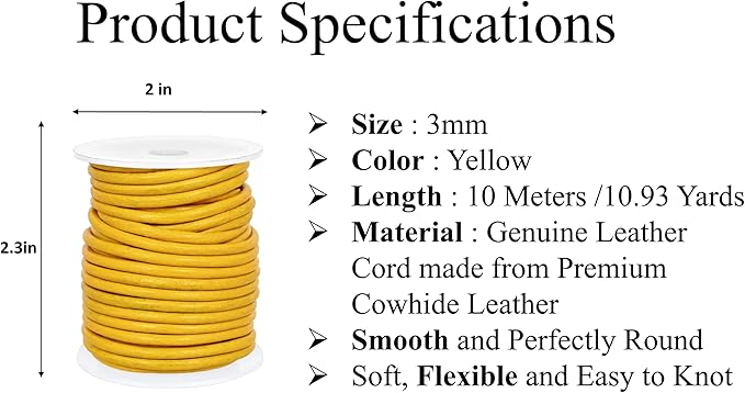 GENIQUE Real/Genuine Round Leather String Cord - Image 2