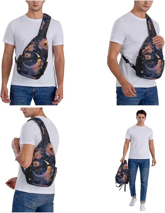 FyLybois Moon Sling Bag for Women Lightweight Crossbody Backpack Casual Daypack - Image 7