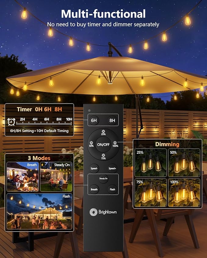 Brightown 37FT Solar String Lights Outdoor Waterproof - Image 5