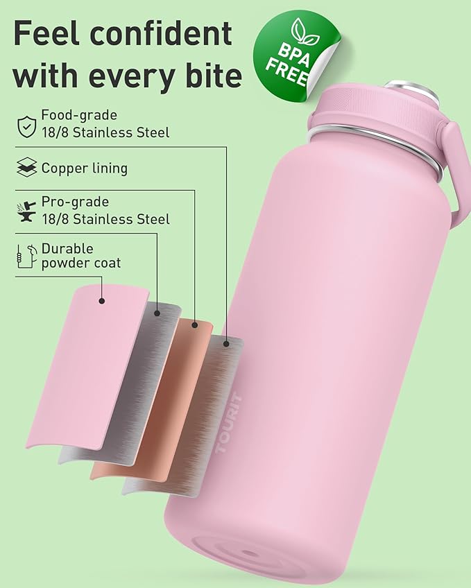 TOURIT 24 oz Insulated Water Bottle, Stainless Steel Sports Water Bottles - Image 3