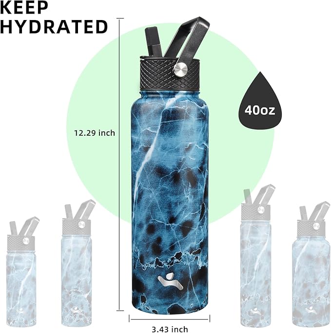 Konokyo 40oz Insulated Water Bottle Stainless Steel Sport Bottles - Image 5
