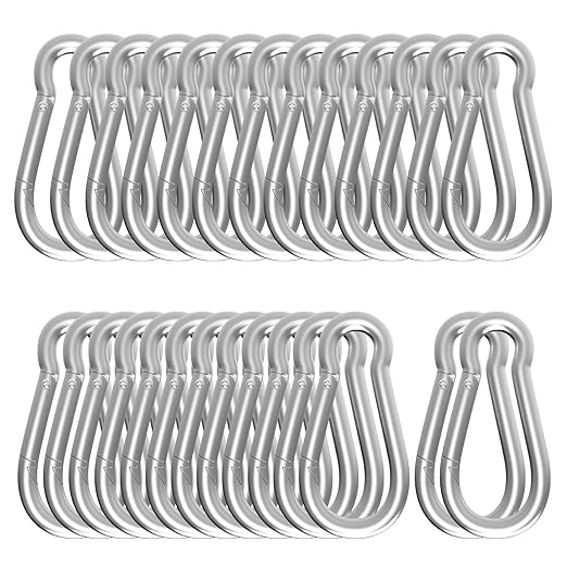 Carabiner, Heavy Duty Galvanized Steel Spring Snap Hook Carabiner Clips by High-PQ