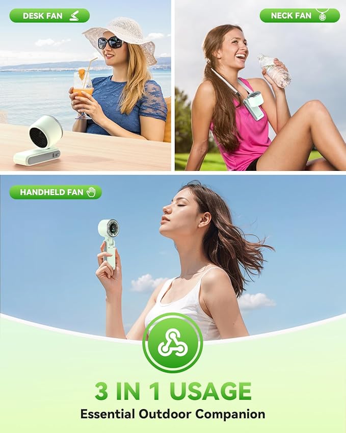 PlayHot Portable Handheld Turbo Fan, 5 Gear Wind, Battery Operated, 3 IN 1 Hand - Image 3
