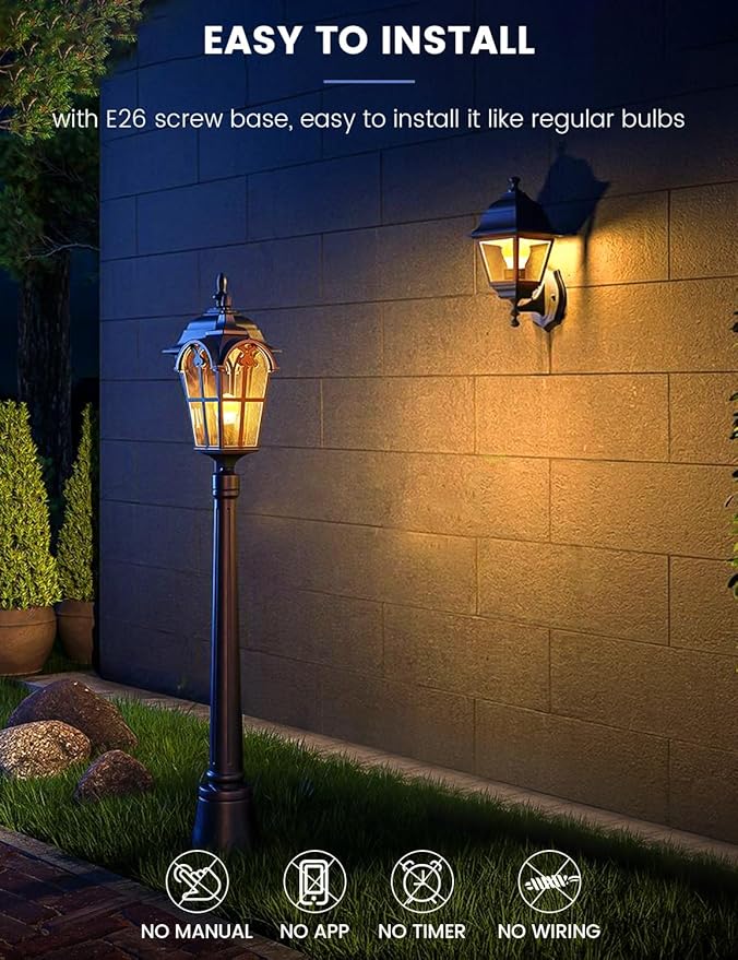 MikeWin Dusk to Dawn Light Bulbs Outdoor, 3000K Warm White, 12W Auto ON/Off - Image 4