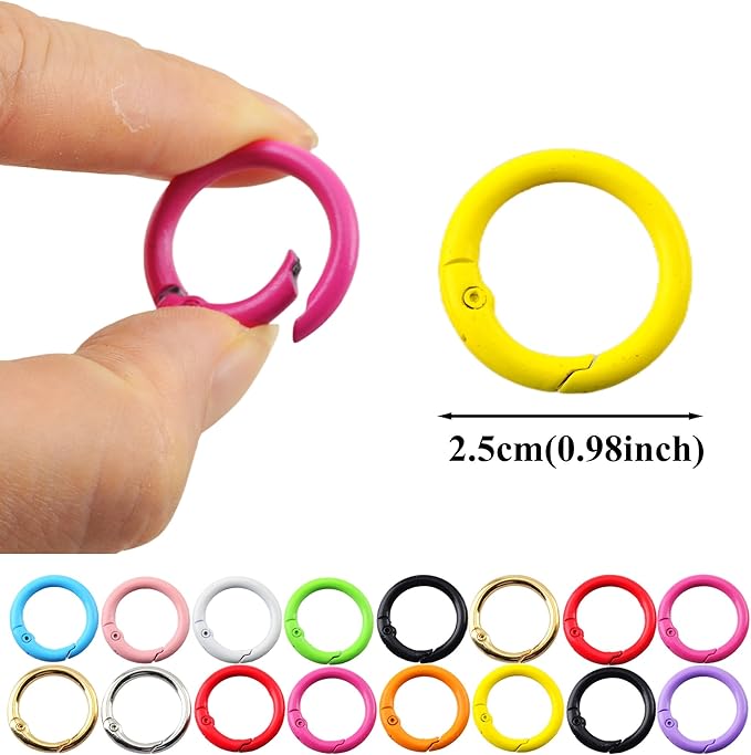 Carabiner Clip 48Pcs Metal Colored Key Ring Clip Circle Keychain Rings Bulk - Image 7