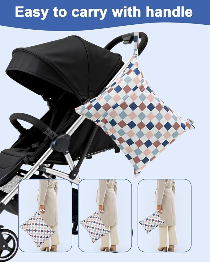 ALVABABY 3 pcs Cloth Diaper Wet Dry Bags Waterproof Reusable - Image 8