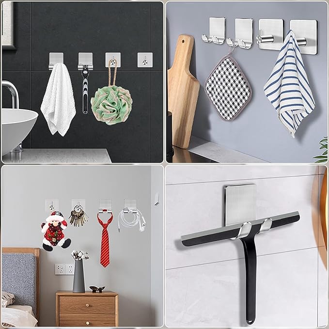 CGBE 4 Packs Shower Hooks for Inside Shower, Self Adhesive Shaver Holder Hanger - Image 7