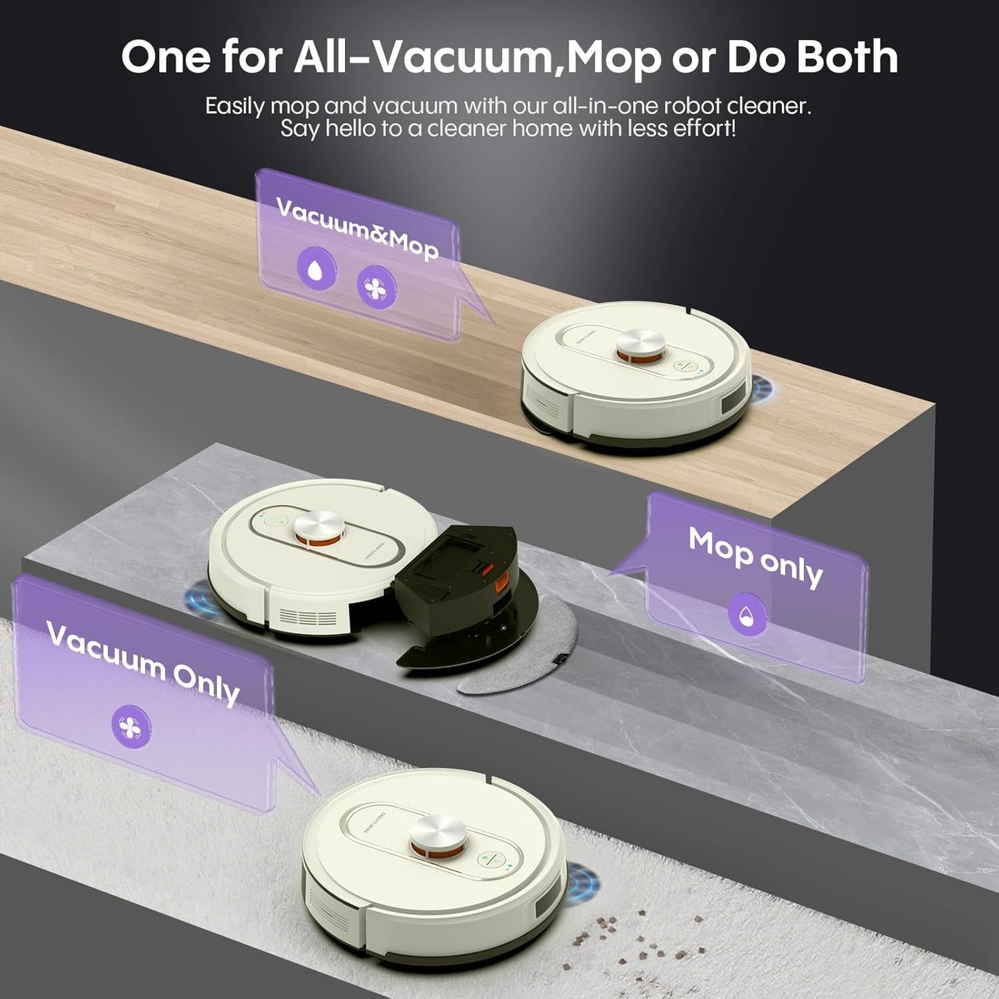 Bagotte Robot Vacuum and Mop, 5000Pa Robotic Vacuums,Self Emptying Station for 60 Days,LiDAR Navigation, No-Go Zones,Wi-Fi/App/Alexa Control, for Carpet, Hard Floors and Carpets