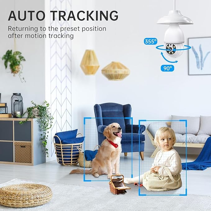 Light Bulb Security Camera, 5G&2.4GHz WiFi Light Bulb Camera Outdoor, 2-in-1 - Image 7