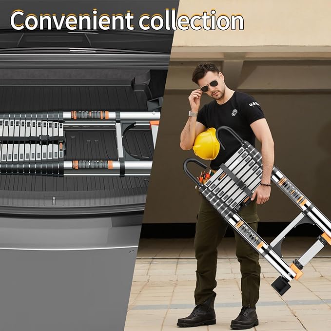 Telescoping Ladder, with Stable Hook and stabilizer barand, Extension Ladder - Image 9
