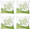 Ambesonne Vines Throw Pillow Cushion Case Pack of 4, Butterflies Leaves Flowers by Ambesonne