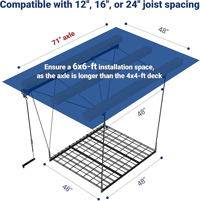 FLEXIMOUNTS GL1 Overhead Garage Lifting Storage Rack, 4x4 Ft Heavy-Duty Metal - Image 3