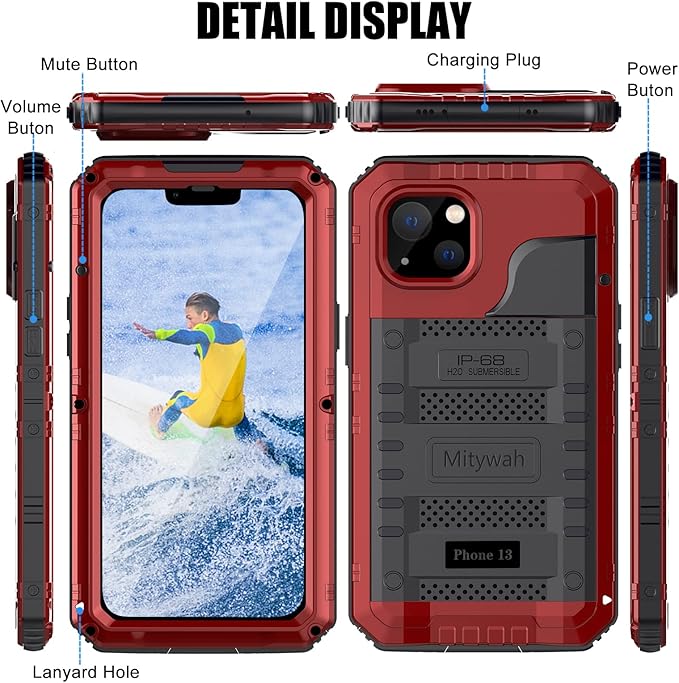 Mitywah Waterproof Case for iPhone 13, Heavy Duty Military Grade Drop - Image 6