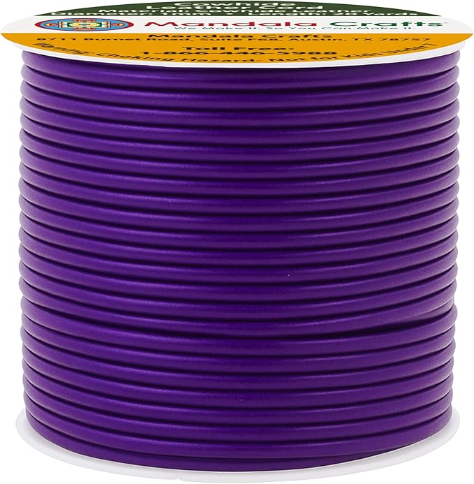 Mandala Crafts Round Genuine Purple Leather Cord - Image 2