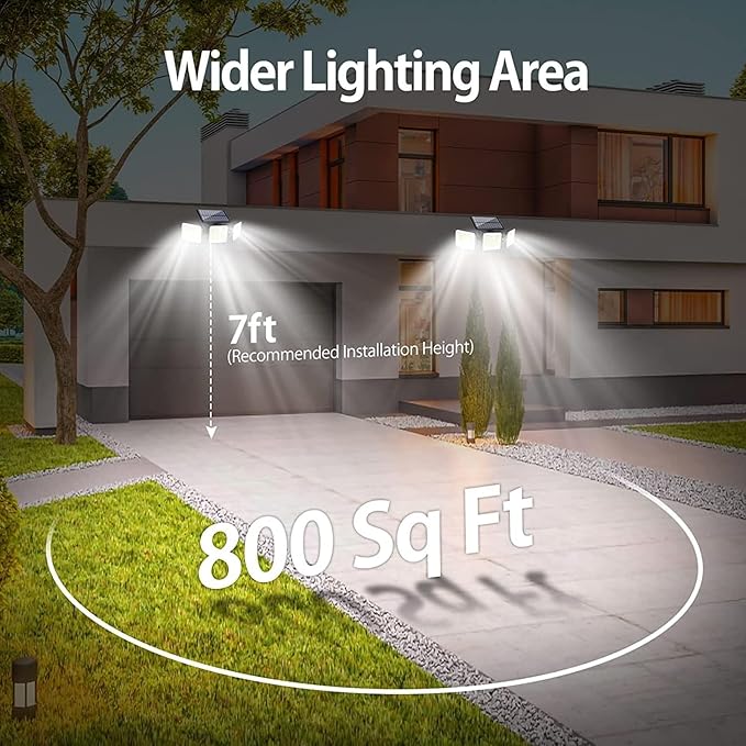2 Pack 180 LED Solar Flood Light Outdoor, Motion Sensor Outdoor Lights - Image 4