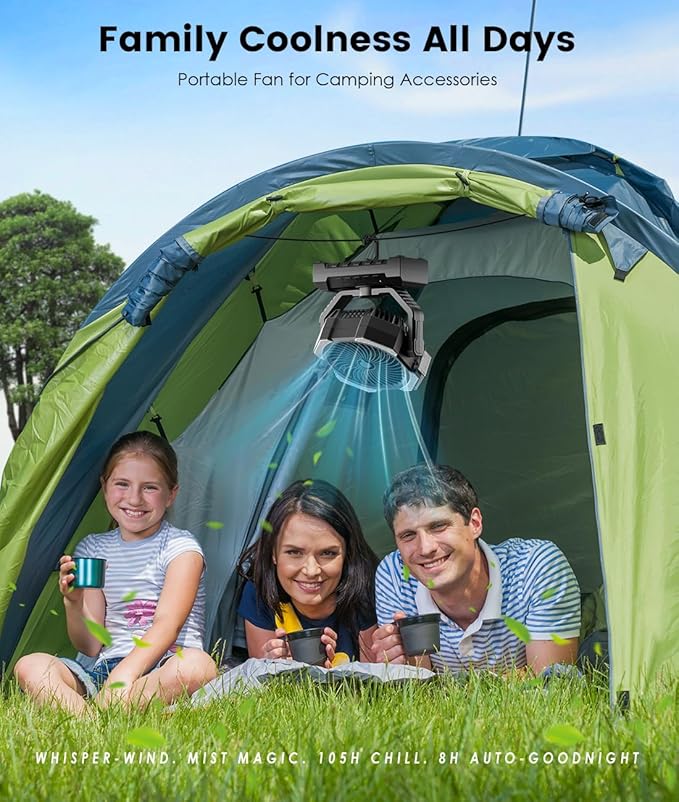 Camping Misting Fan - 24000mAh Portable Battery Powered Fans - Image 8