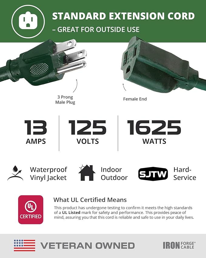 Iron Forge Cable Weatherproof 25 Ft Outdoor Extension Cord - Image 3