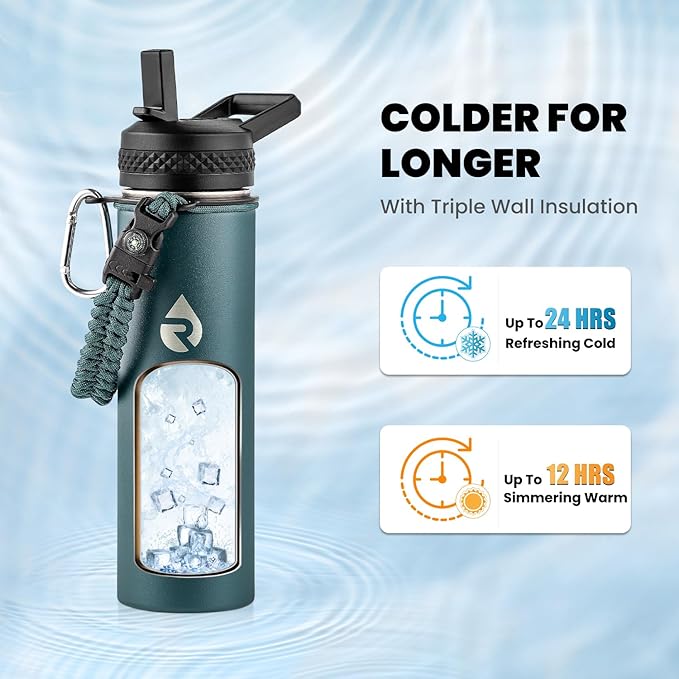RAYMYLO Insulated Water Bottle 20 oz, Triple Wall Vacuum Stainless Steel - Image 2