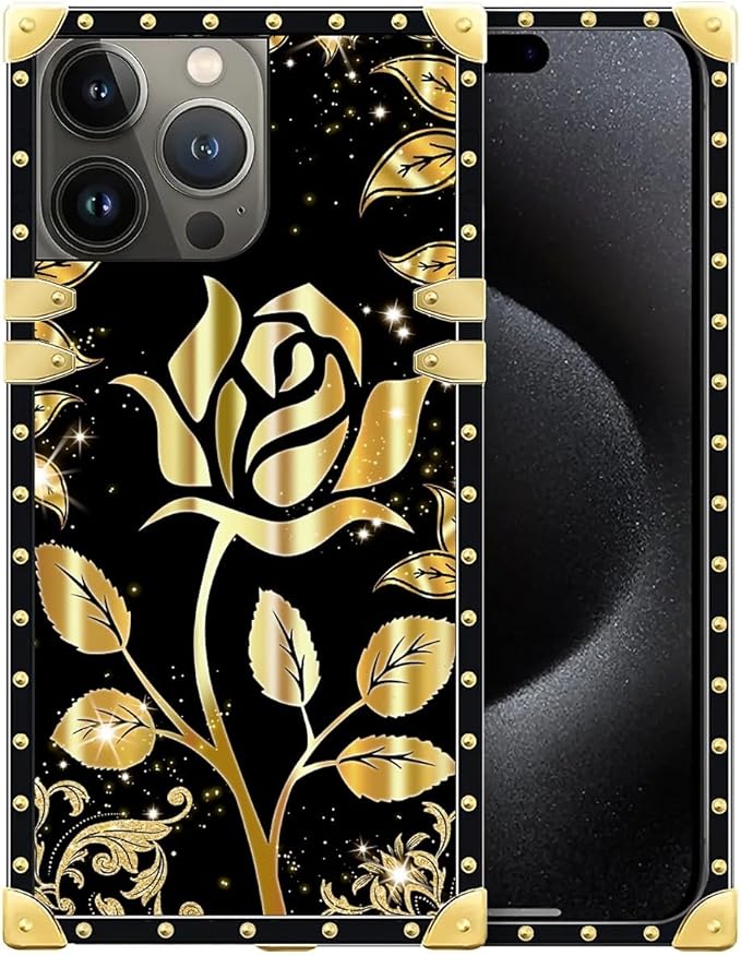 Compatible with iPhone 16 Pro Max Case, Shine Gold Rose Luxury Golden Decoration by Unknown