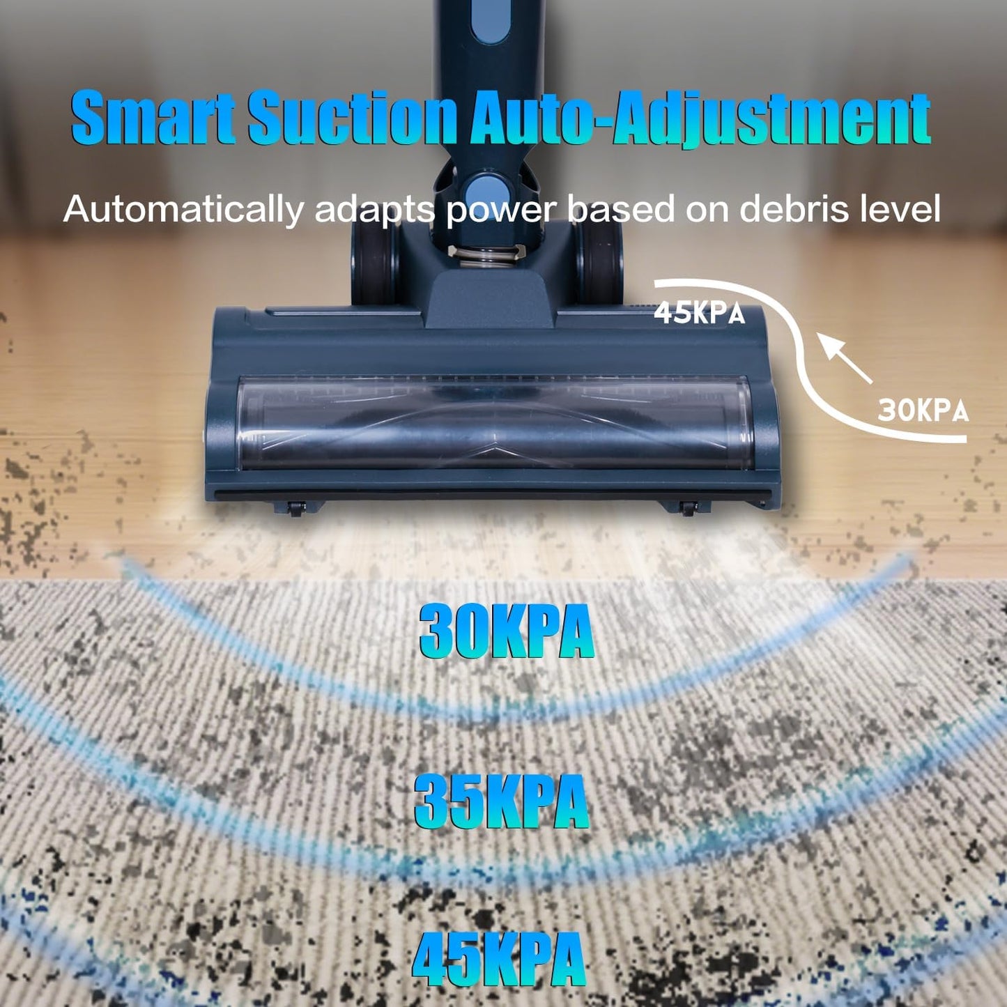 Cordless Vacuum Cleaner, 400W/45kPa/55Mins-8-in-1 Stick Vacuum Cleaners for Home Rechargeable for Pet Hair/Rugs/Hardwood | 1.2L Dustbin, Anti-Tangle | Self-Standing, Ideal for Car, Apartment