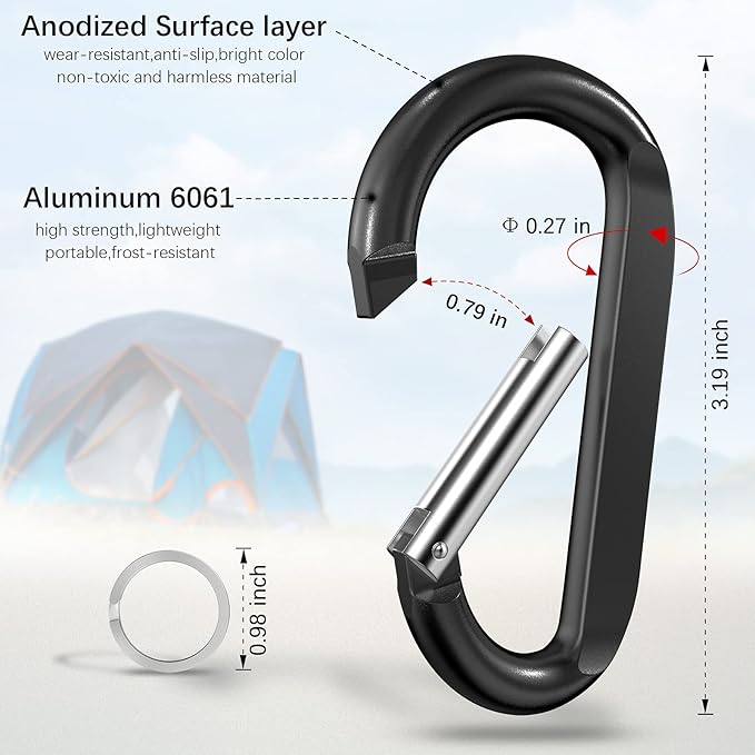 sprookber 3" Carabiner Clip Keychain, D Ring Caribeaner Clip, Key Clip - Image 2