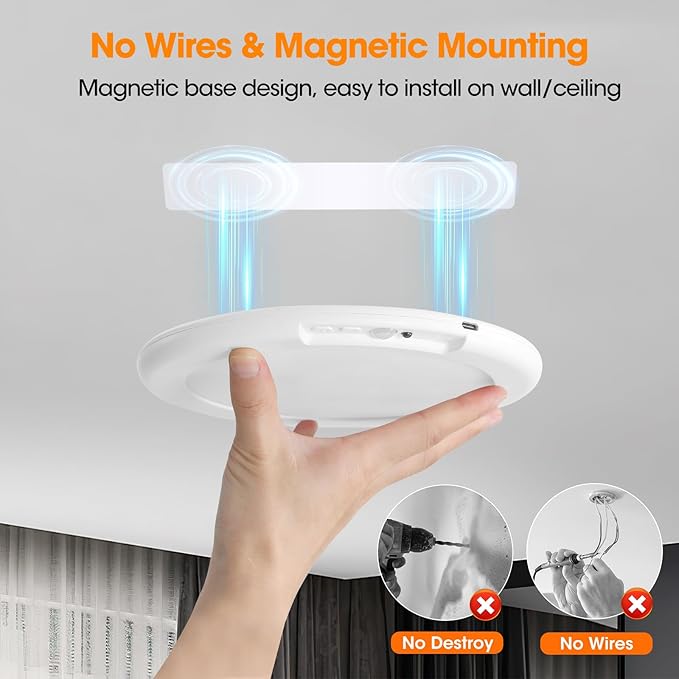 Gotopceed 2 Pack Rechargeable Motion Sensor Ceiling Light - Image 2