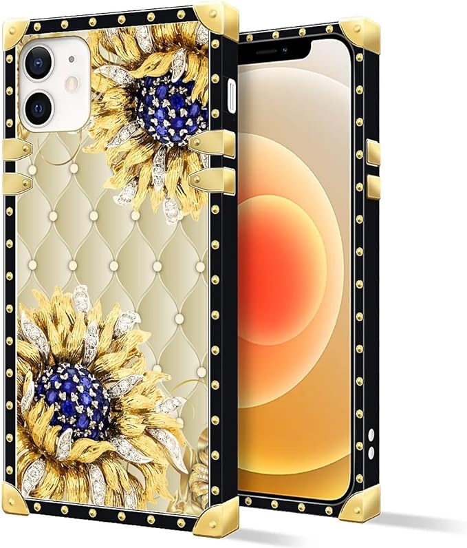 Compatible with iPhone 11 Case, Sunflower Diamonds Leather Luxury Golden - Image 2