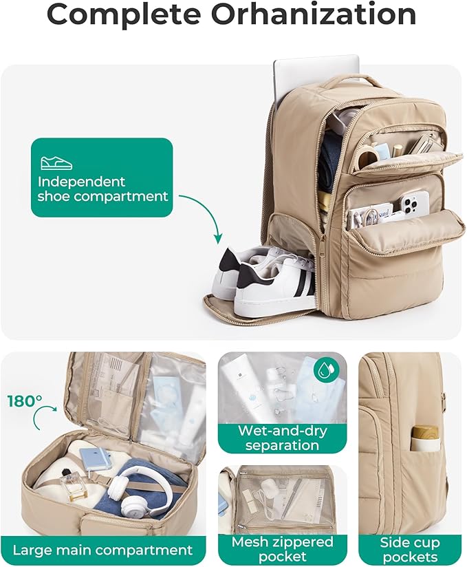 BAGSMART 35L Travel Backpack Women, 17.3 Inch Carry On Backpack Flight Approved - Image 2