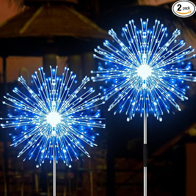 JJGoo Solar Firework Lights, 2 Pack 180 LEDs 2 Lighting Modes Solar Lights by JJGoo