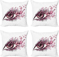 Ambesonne Butterflies Throw Pillow Cushion Case Pack of 4, Female Eye Eyelashes by Ambesonne