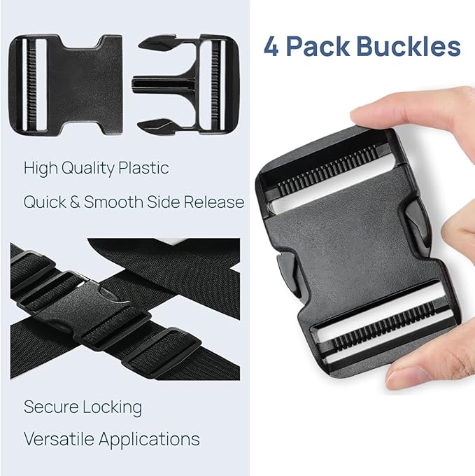 4 Pack 2 Inch Buckle Quick Side Release, Heavy Duty Plastic Side Release Buckles - Image 2