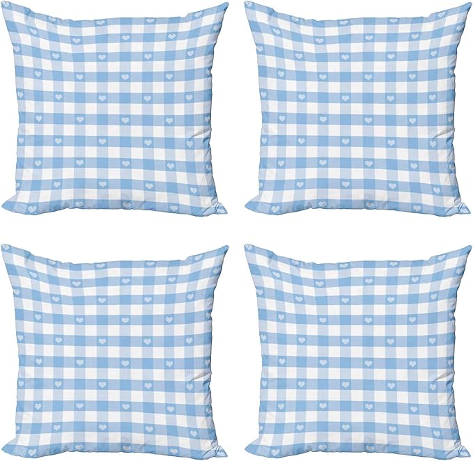 Ambesonne Checkered Decorative Throw Pillow Case Pack of 4, Gingham Motif by Ambesonne
